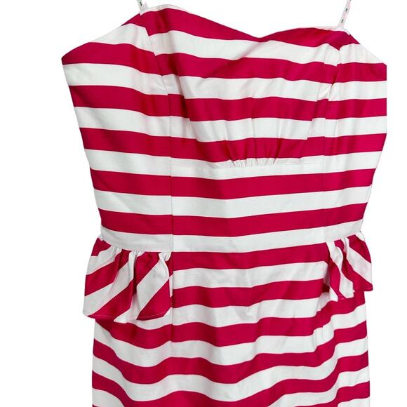 Lilly Pulitzer Maybell Azalea Pink Swizzle Stripe Strapless Peplum Dress Size 2 - Picture 4 of 9
